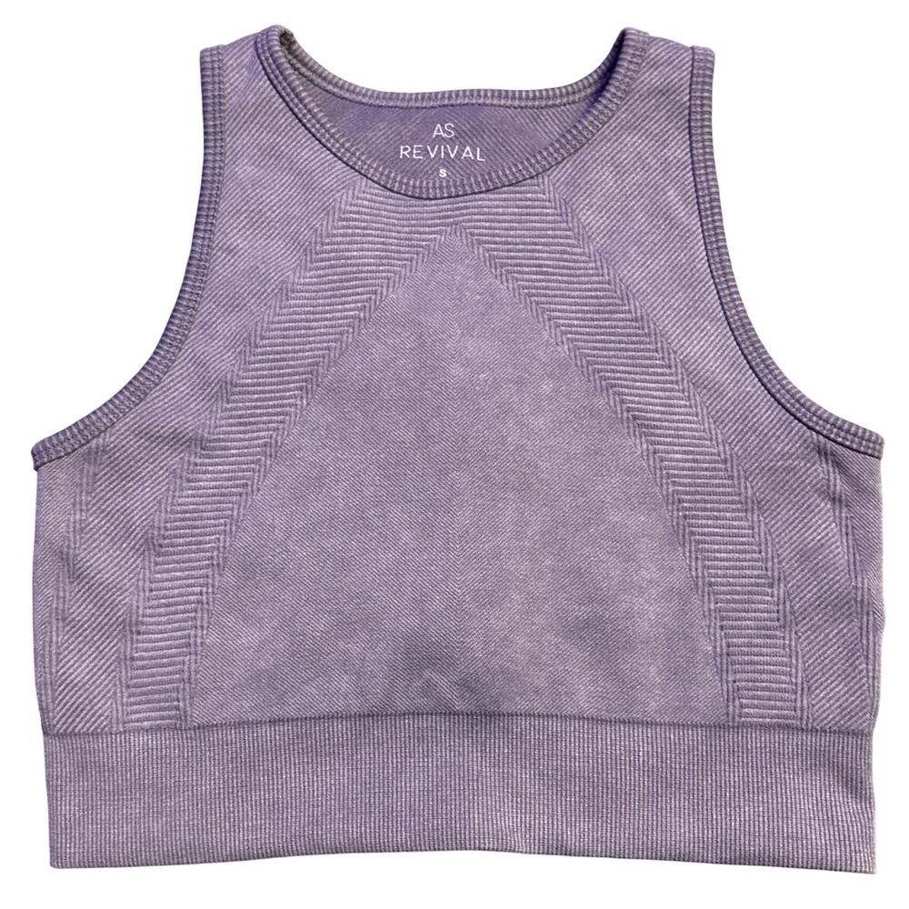 AS Revival Gray Ribbed High-Neck Cropped Tank Top Size S